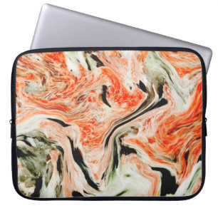 Orange Grey And Black Marble Stone Laptop Sleeve