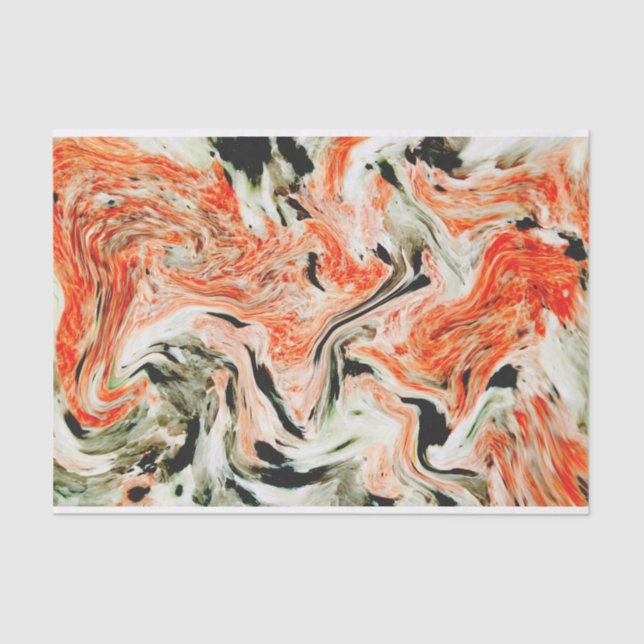 Orange Grey & Black Marble Stone Tissue Paper (Front)