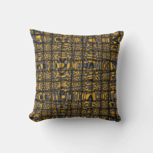Orange Grey Black Modern Zig Zag Abstract Pattern Cushion
