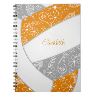 orange grey boho sports girls volleyball notebook