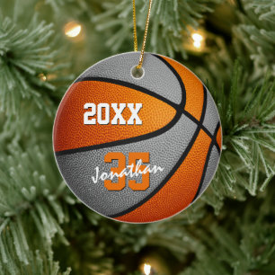 orange grey boys girls basketball team memento ceramic ornament