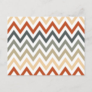 Orange Grey Chevron Geometric Designs Colour Postcard