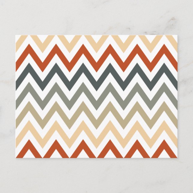 Orange Grey Chevron Geometric Designs Colour Postcard (Front)