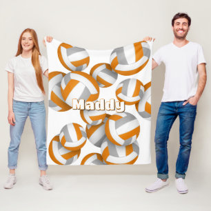 orange grey club colours volleyball room decor fleece blanket