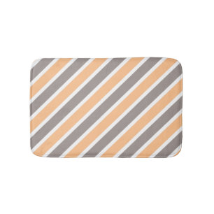Orange Grey Diagonal Stripes Bath Mat