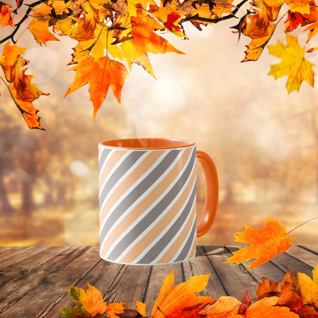 Orange Grey Diagonal Stripes Mug (Creator Uploaded)