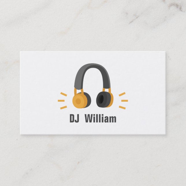 Orange Grey Headphones DJ Disc Jockey Business Card (Front)