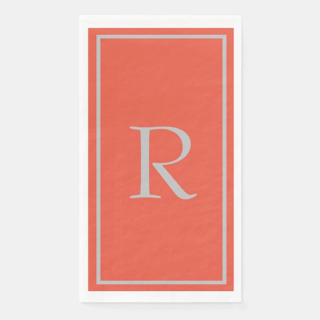 Orange Grey Monogram Initials Custom Name Colourfu Napkin (Front)