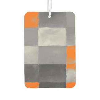Orange Grey Plaid Abstract Car Air Freshener