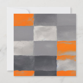 Orange Grey Plaid Abstract Invitation