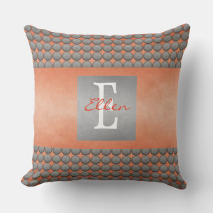 Orange & Grey Polka Dot Pattern Cushion