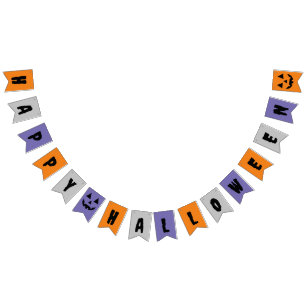 Orange Grey Purple Happy Halloween Bunting