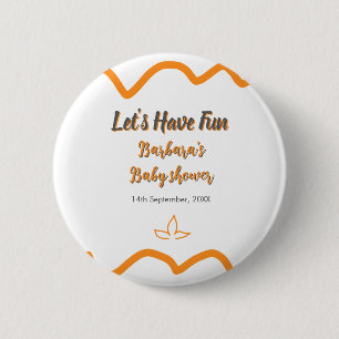Orange grey retro spanish baby shower boho modern 6 cm round badge