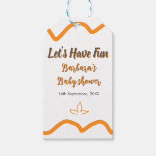 Orange grey retro spanish baby shower boho modern gift tags