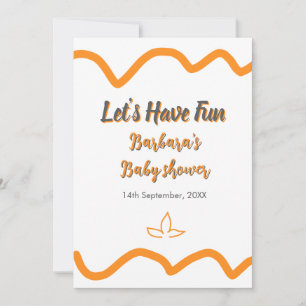 Orange grey retro spanish baby shower boho modern invitation
