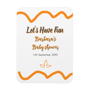 Orange grey retro spanish baby shower boho modern magnet