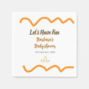 Orange grey retro spanish baby shower boho modern  napkin