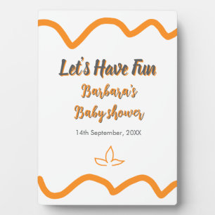 Orange grey retro spanish baby shower boho modern plaque