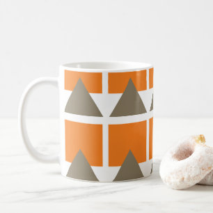 Orange Grey Square Triangle Geometric Coffee Mug