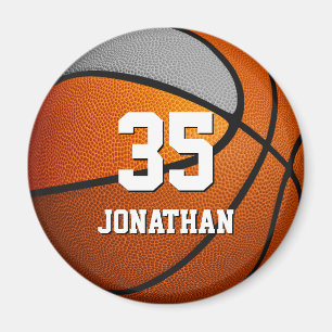 orange grey team colours kids basketball magnet