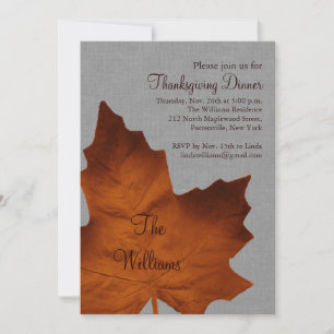 Orange & Grey Thanksgiving Dinner Invitation