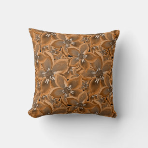 Orange, grey watercolor flowers. cushion