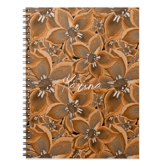 Orange, grey watercolor flowers. notebook (Front)