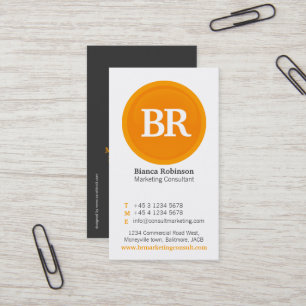 Orange, grey & white glass circle business card
