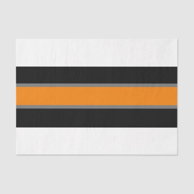 Orange/Grey/White Stripe 18lb Tissue Paper (Front)