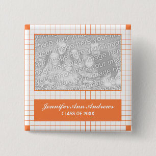 Orange Grid Photo 15 Cm Square Badge
