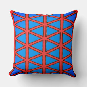 Orange Gridlock on Bright Blue Reflection Cushion