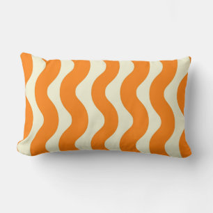 Orange Groovy Wavy Stripe Abstract Modern Spring Lumbar Cushion