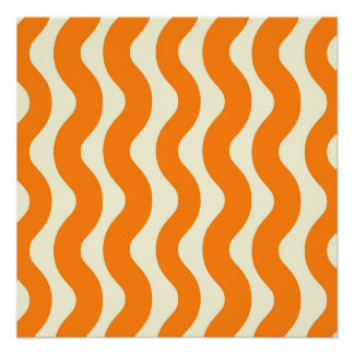 Orange Groovy Wavy Stripe Abstract Modern Spring Poster