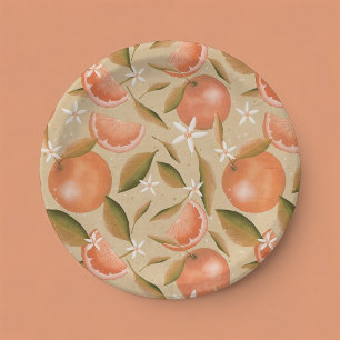 Orange grove light tan paper plate