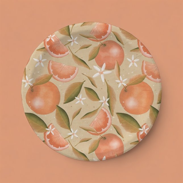 Orange grove light tan  paper plate (Creator Uploaded)
