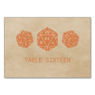 Orange Grunge D20 Dice Gamer Table Card