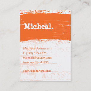 Orange Grunge Personal QR Large Business Card