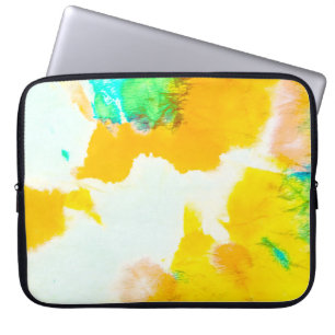 Orange Grungy Paint. Tie Dye Print. Colourful Bati Laptop Sleeve