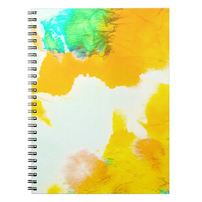 Orange Grungy Paint. Tie Dye Print. Colourful Bati Notebook (Front)
