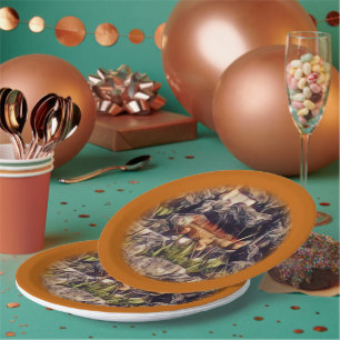 Orange Guana Art Paper Plate