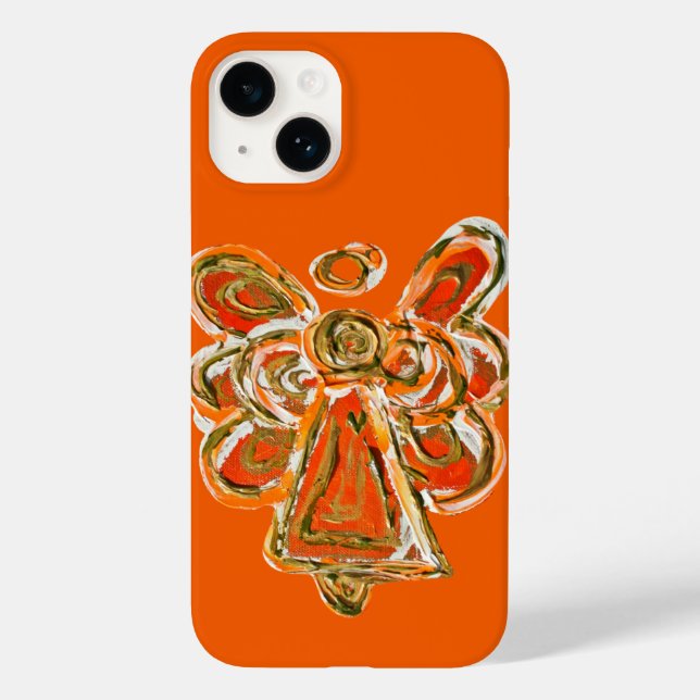 Orange Guardian Angel Art Custom iPhone Case (Back)