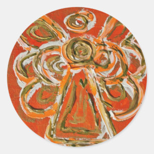 Orange Guardian Angel Art Decal Stickers
