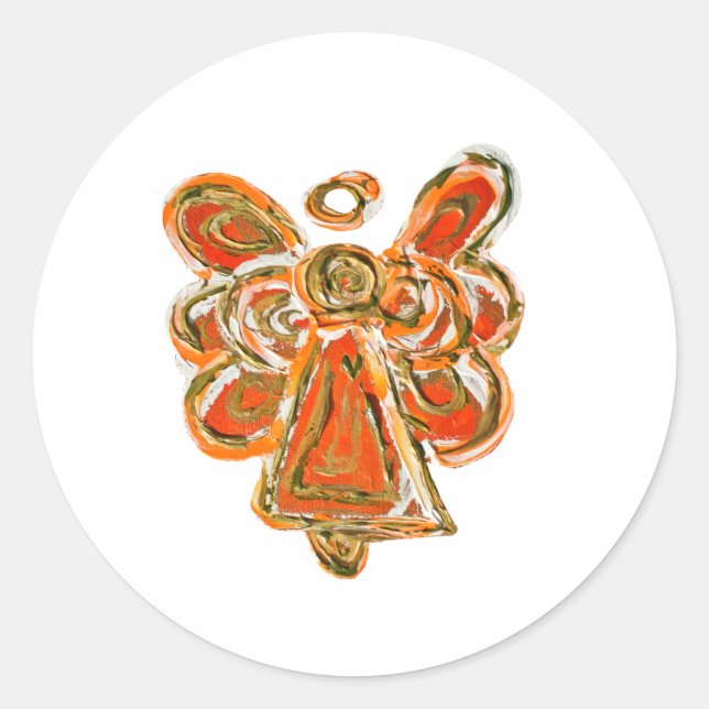 Orange Guardian Angel Art Decal Stickers (Front)