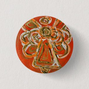 Orange Guardian Angel Button, Pin, or Pendant 3 Cm Round Badge