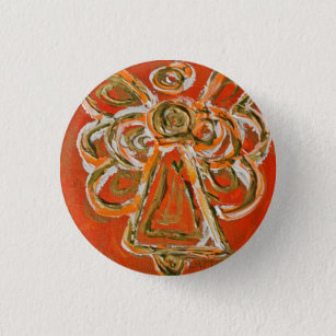 Orange Guardian Angel Button, Pin, or Pendant 3 Cm Round Badge