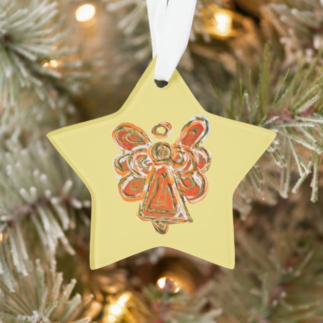 Orange Guardian Angel Christmas Pendant Ornament (Tree)