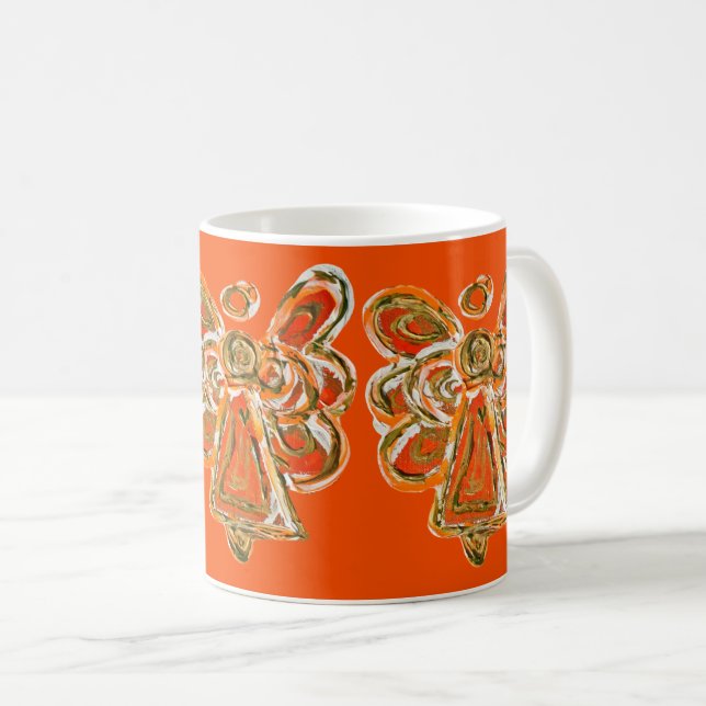 Orange Guardian Angel Custom Coffee Mug Cup (Front Right)