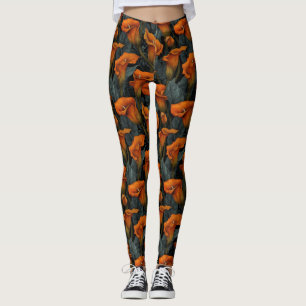 Orange Gym Calla lilies Charm Gift Ideas For Mum Leggings