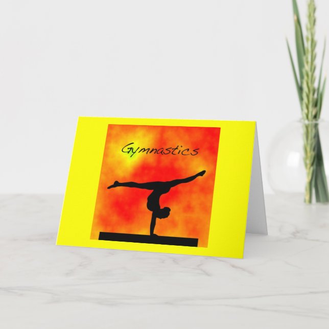 Orange Gymnastics Greeting Card (Front)