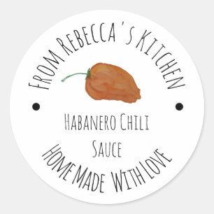 Orange Habanero Chilli Homemade Sauce  Classic Round Sticker
